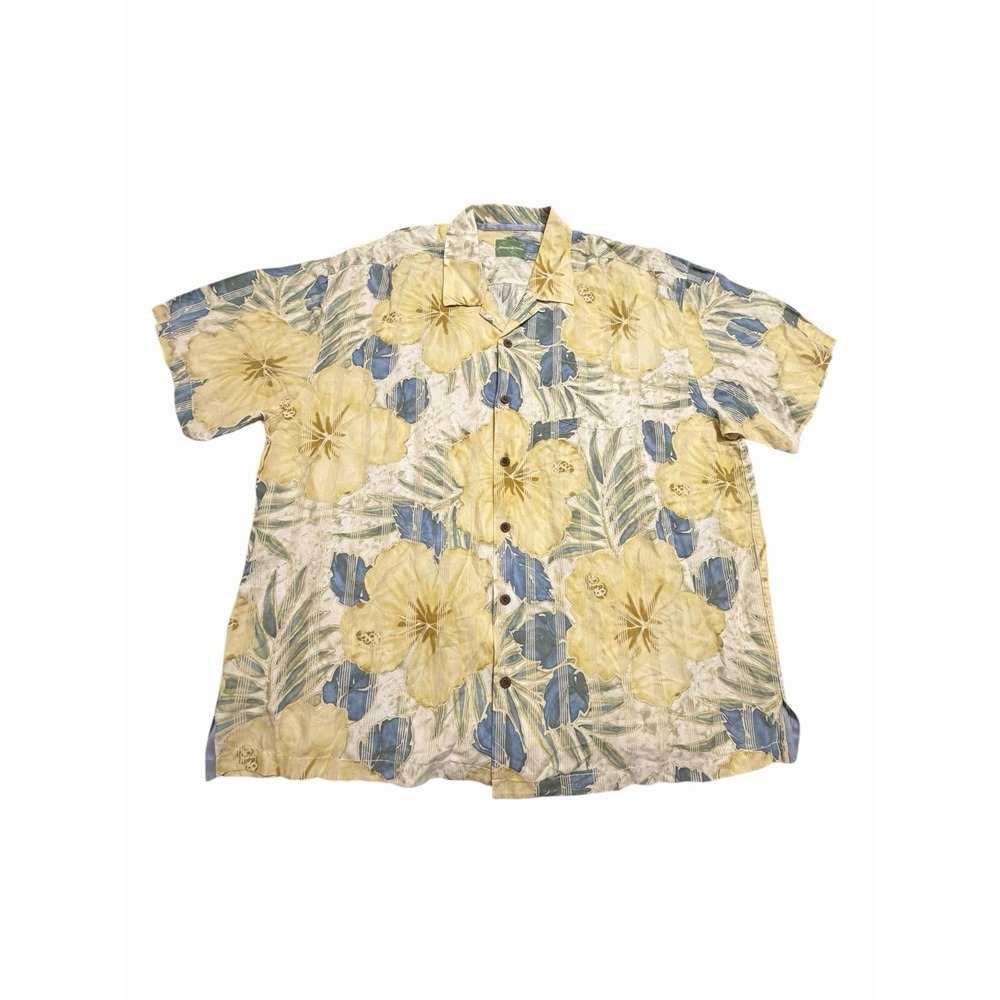 Tommy Bahama Shirt Mens XXL 2XL Linen Silk Aloha Hawaiian Floral Tropical BB14-1